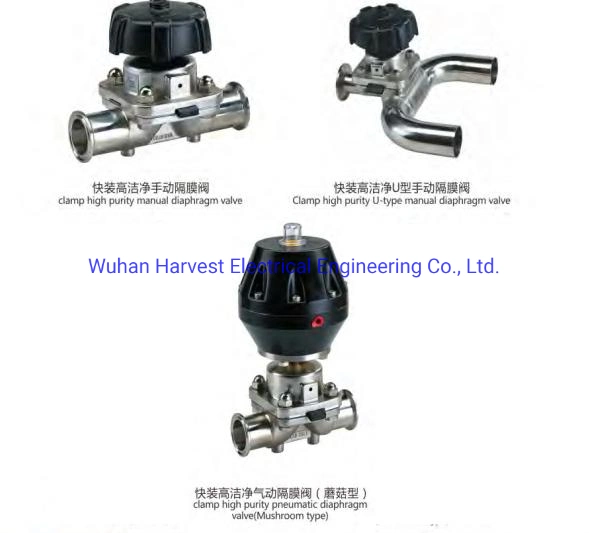 Sanitary High Purity 3A/DIN Clamp/Welded Stainless Steel Pneumatic Diaphragm Valve for Pipeline System