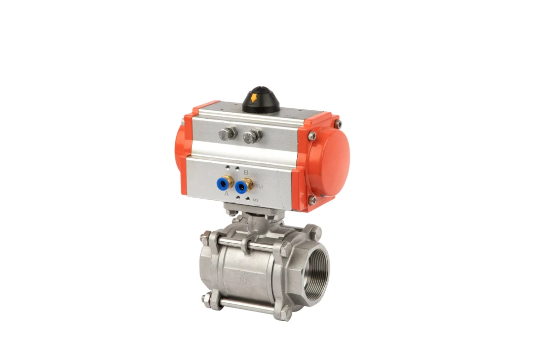 Stainless Steel 3PC Ball Valve Sanitary Clamp with Pneumatic Actuator